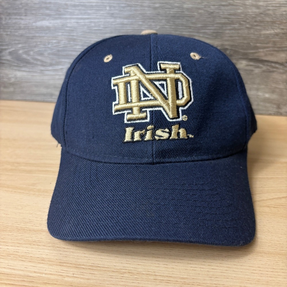 Vintage Notre Dame Fighting Irish Hat Cap Fitted 7 1/2 Blue Zephyr Football